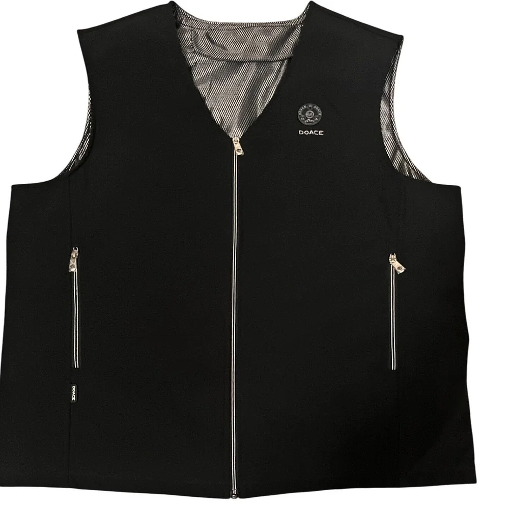NWOT DOACE Black All-Area Heated Vest USB Powered Size 3XL Full Zip Mesh Lining